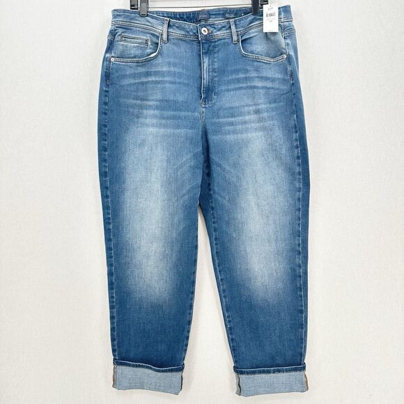 J Jill Jeans Women 18 High Rise Straight Leg Ankle Blue Stretch Denim Cuffed NEW - Picture 1 of 10